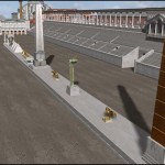 The spina is the middle structure in the middle of a hippodrome, around which the horses or chariots rotate to complete a race lap.